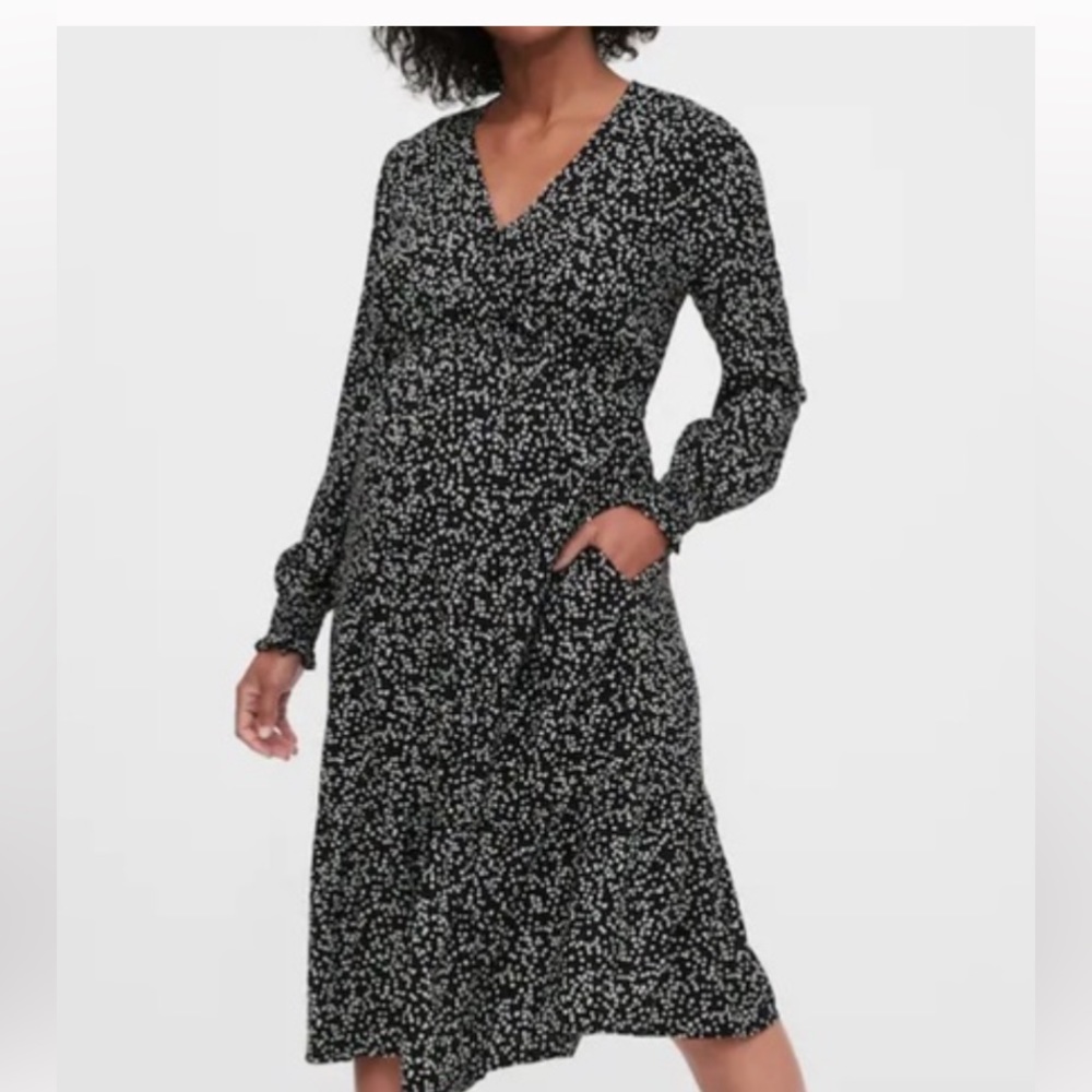 Gap Maternity Puff Sleeve Smocked Midi Dress